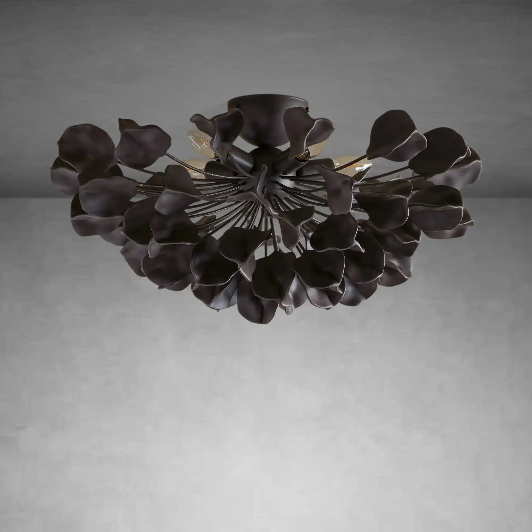 Lunaria Ceramic Petal Flush Mount Chandelier – Brass & Bronze