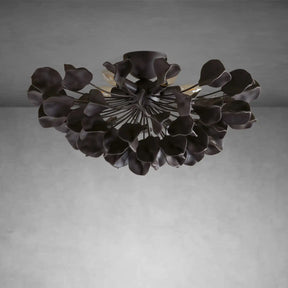 Lunaria Ceramic Petal Flush Mount Chandelier – Brass & Bronze