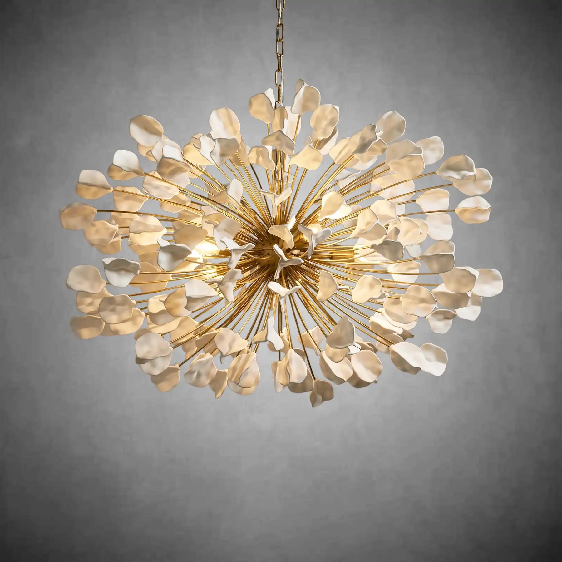 Lunaria Handcrafted Ceramic Petal Chandelier with Adjustable Drop