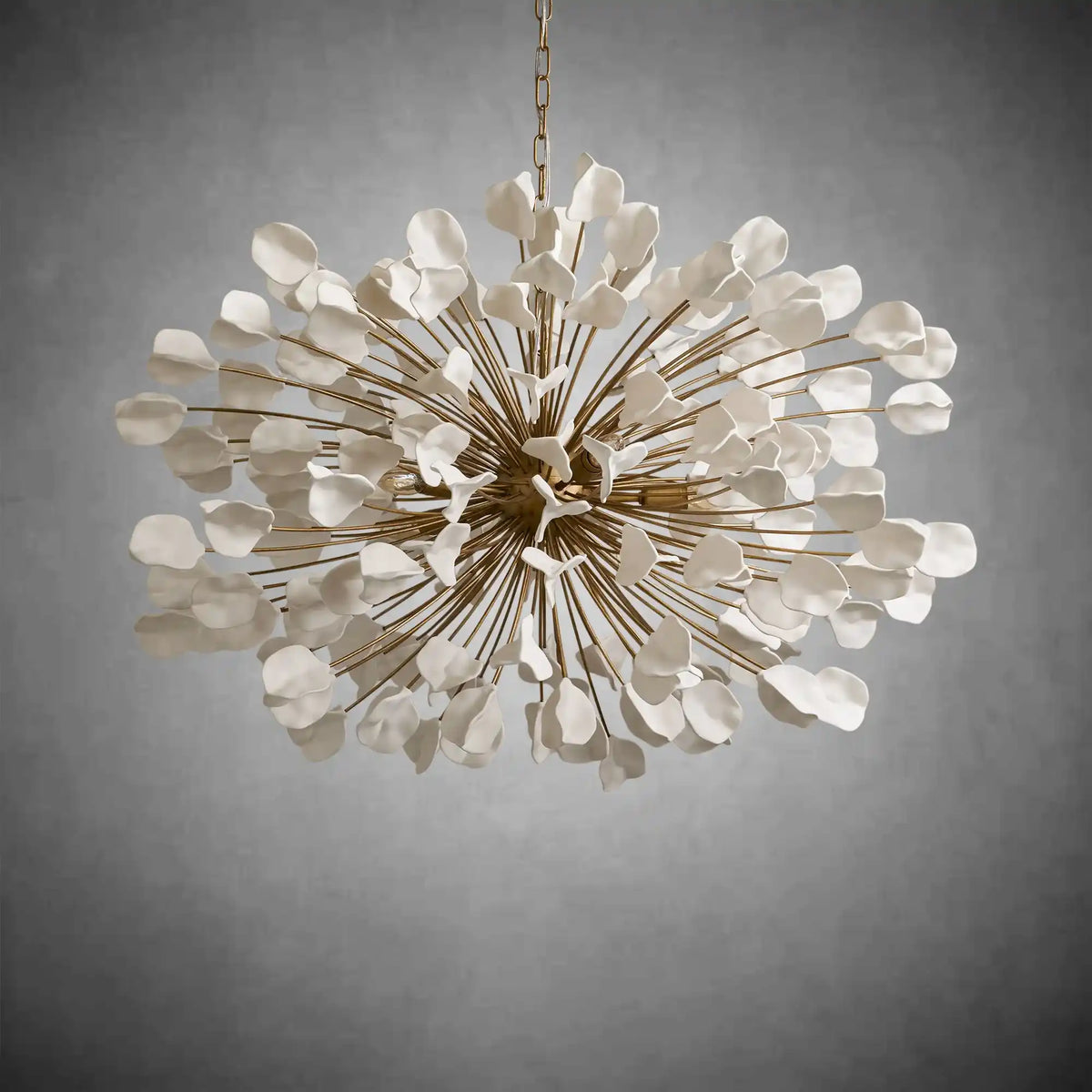 Lunaria Handcrafted Ceramic Petal Chandelier with Adjustable Drop
