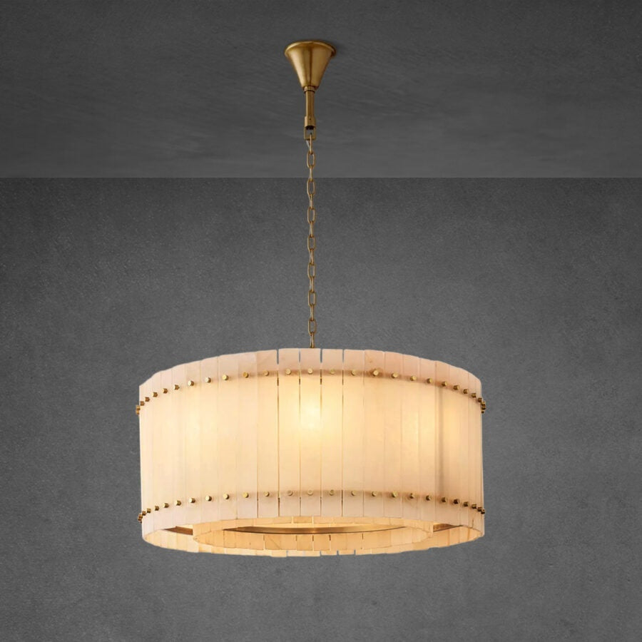 Lux Marcus Alabaster Round Chandelier 37″