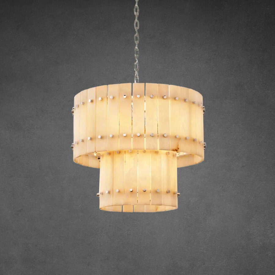 Lux Marcus Alabaster Round Tiered Chandelier 22″