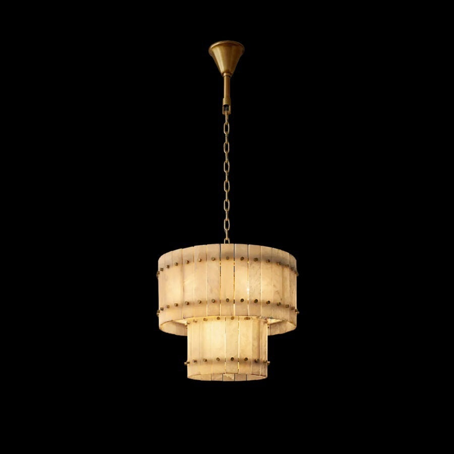 Lux Marcus Alabaster Round Tiered Chandelier 22″