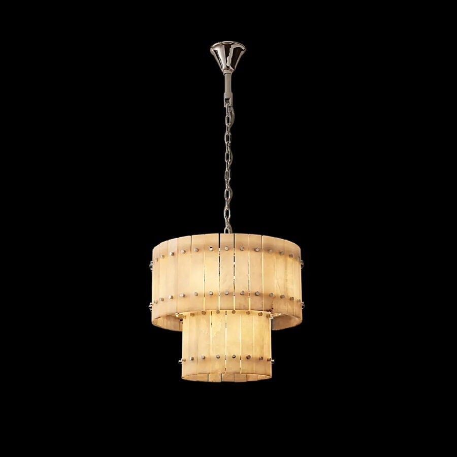 Lux Marcus Alabaster Round Tiered Chandelier 22″