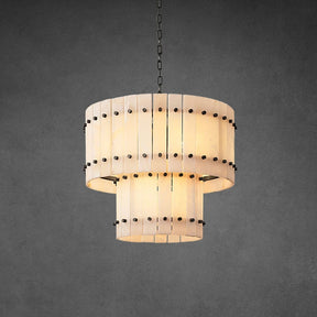 Lux Marcus Alabaster Round Tiered Chandelier 22″
