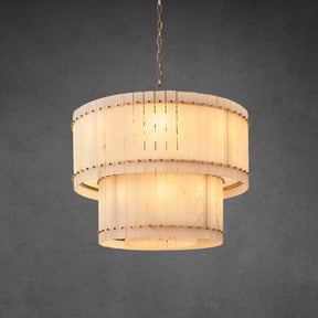Lux Marcus Alabaster Round Tiered Chandelier 48″