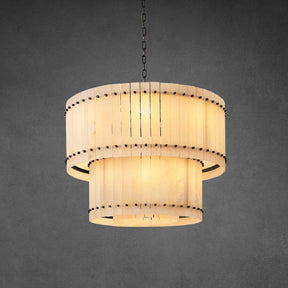 Lux Marcus Alabaster Round Tiered Chandelier 48″
