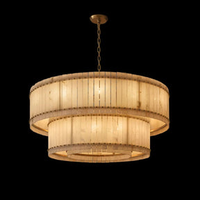 Lux Marcus Alabaster Round Tiered Chandelier 60″