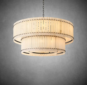 Lux Marcus Alabaster Round Tiered Chandelier