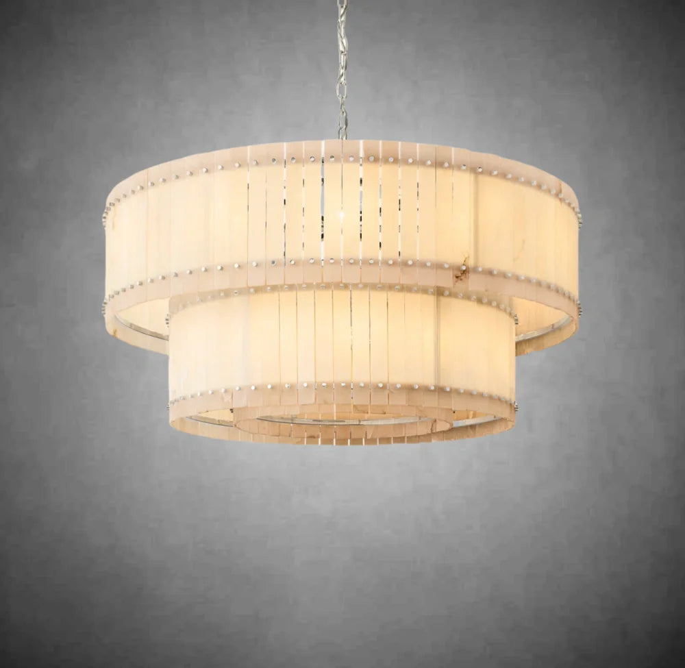 Lux Marcus Alabaster Round Tiered Chandelier
