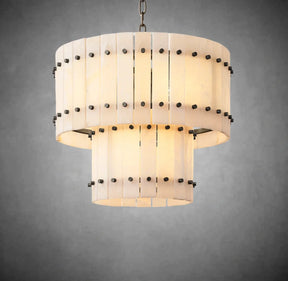 Lux Marcus Alabaster Round Tiered Chandelier