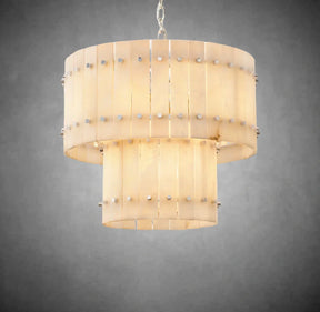 Lux Marcus Alabaster Round Tiered Chandelier