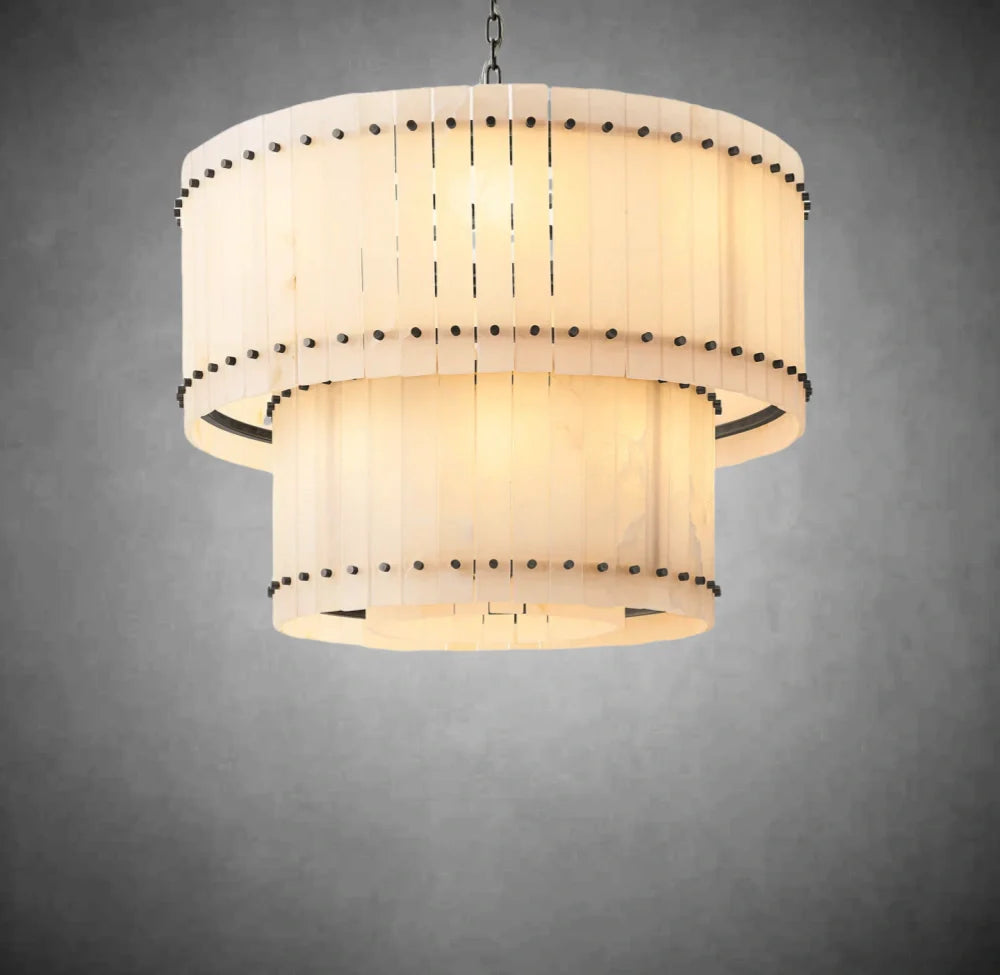 Lux Marcus Alabaster Round Tiered Chandelier