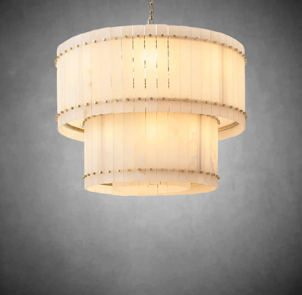 Lux Marcus Alabaster Round Tiered Chandelier