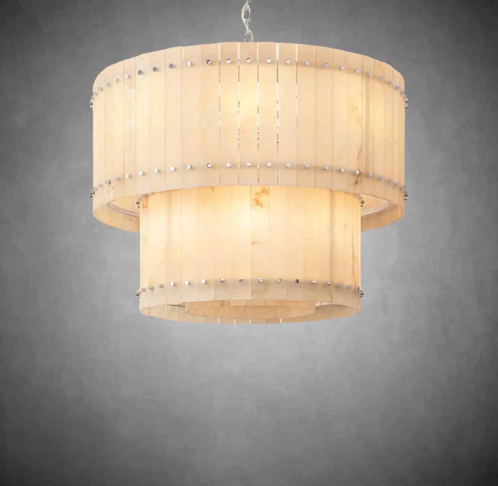 Lux Marcus Alabaster Round Tiered Chandelier