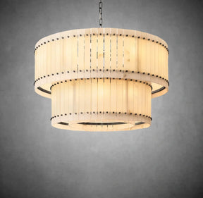 Lux Marcus Alabaster Round Tiered Chandelier