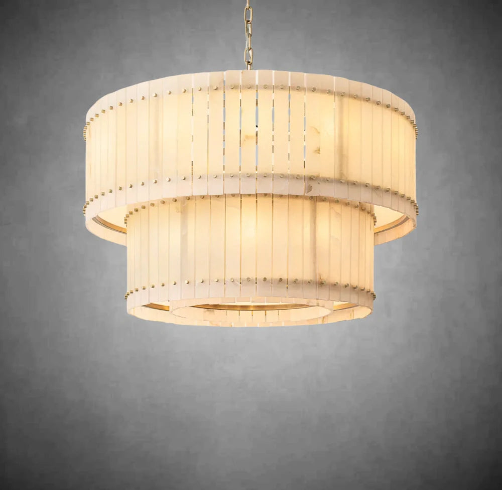 Lux Marcus Alabaster Round Tiered Chandelier