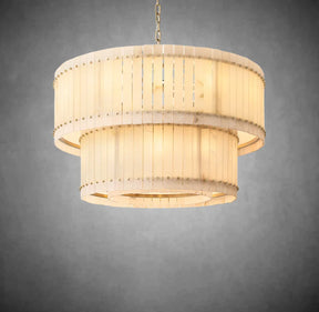 Lux Marcus Alabaster Round Tiered Chandelier