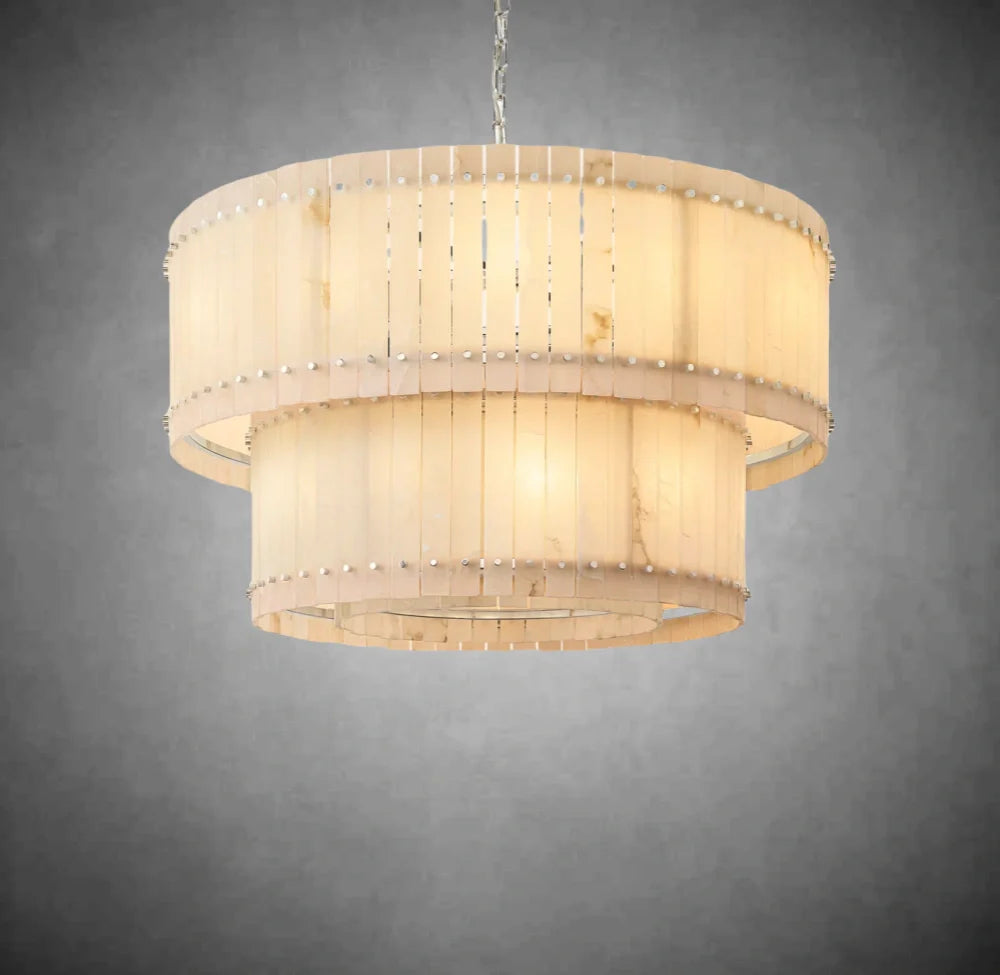 Lux Marcus Alabaster Round Tiered Chandelier