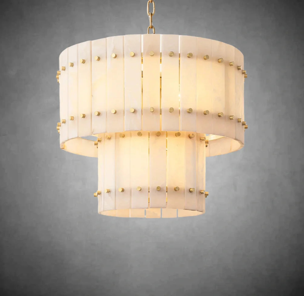 Lux Marcus Alabaster Round Tiered Chandelier