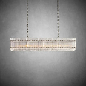Lux Marcus Modern Rectangular Chandelier For Dining Room Kitchen Island-Chandelier-Merlin Lamps-Rectangular Chandelier 54"-Polished Nickel-merlinlamps