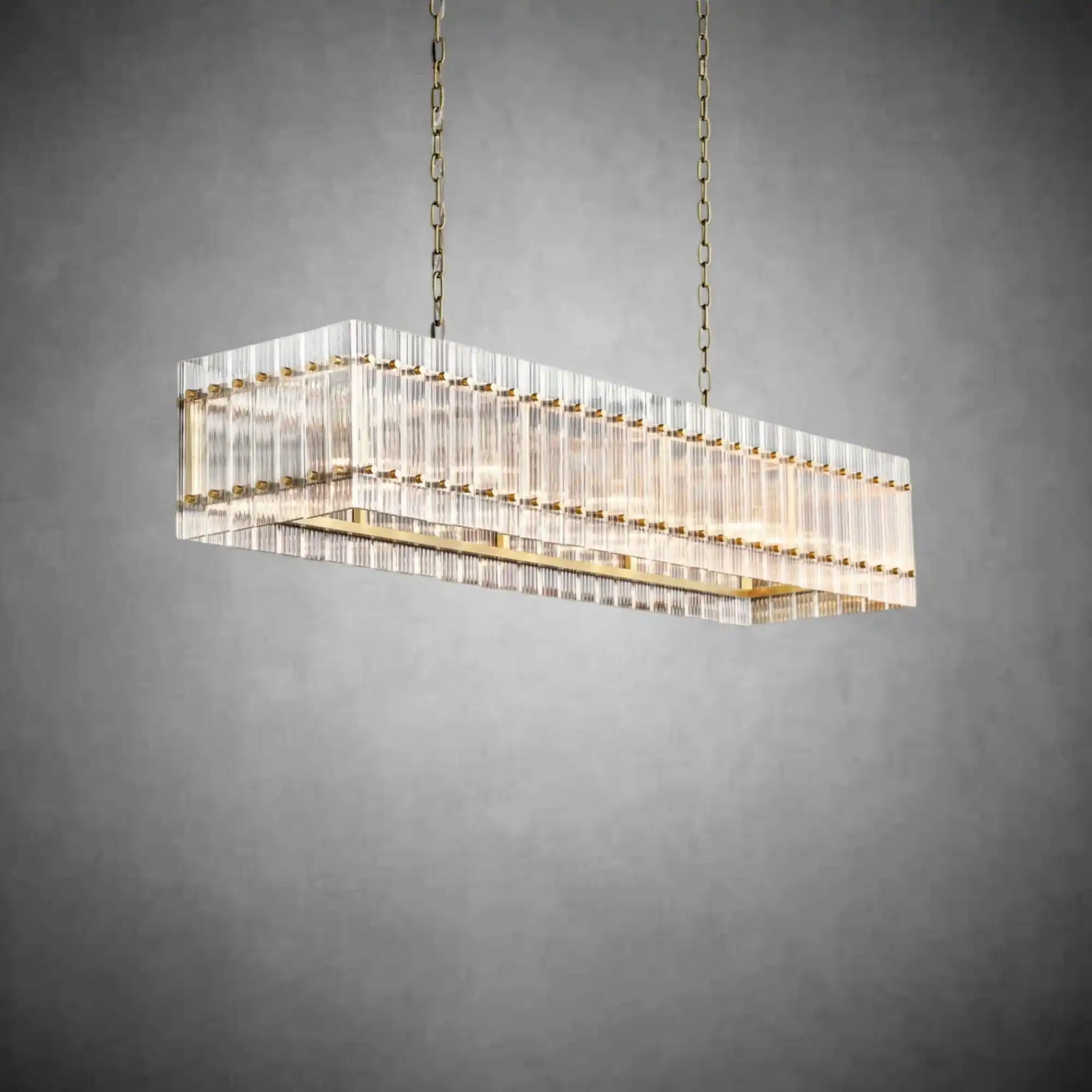 Lux Marcus Modern Rectangular Chandelier For Dining Room Kitchen Island-Chandelier-Merlin Lamps-Rectangular Chandelier 54"-Lacquered Brass-merlinlamps