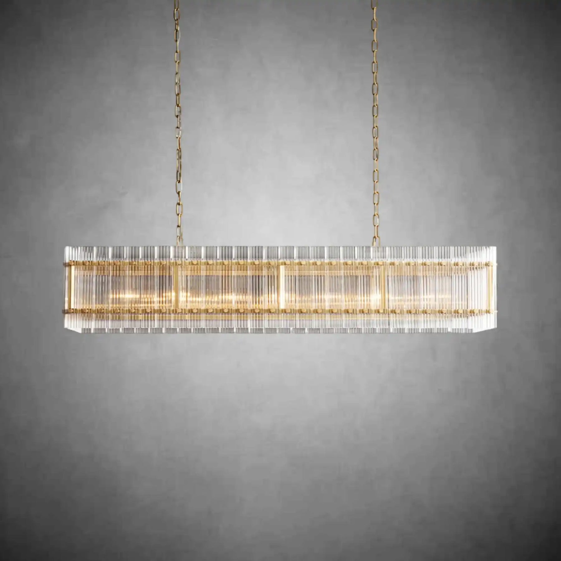 Lux Marcus Modern Rectangular Chandelier For Dining Room Kitchen Island-Chandelier-Merlin Lamps-Rectangular Chandelier 54"-Lacquered Brass-merlinlamps
