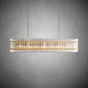 Lux Marcus Modern Rectangular Chandelier For Dining Room Kitchen Island-Chandelier-Merlin Lamps-Rectangular Chandelier 54"-Lacquered Brass-merlinlamps
