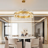 Luxurious 16-Light Brass Gold Crystal Chandelier – Modern Round 2‑Tier Design