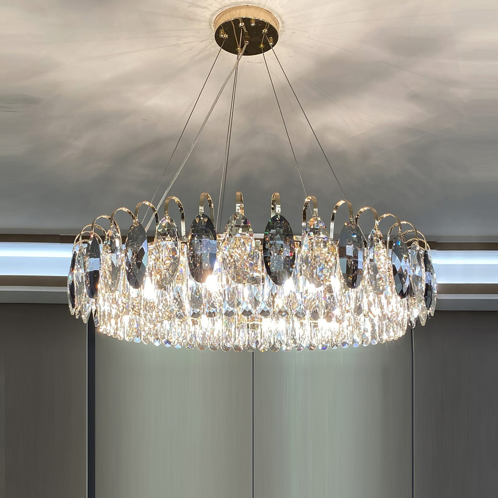 Luxurious K9 Crystal Chandelier Modern Ceiling Light Fixtures Set for Living Room/Dining Room
