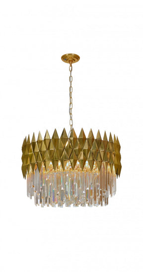Luxury 1/2-Tier Round/Rectangular Gold Finish Crystal Chandelier for Living Room/Bedroom