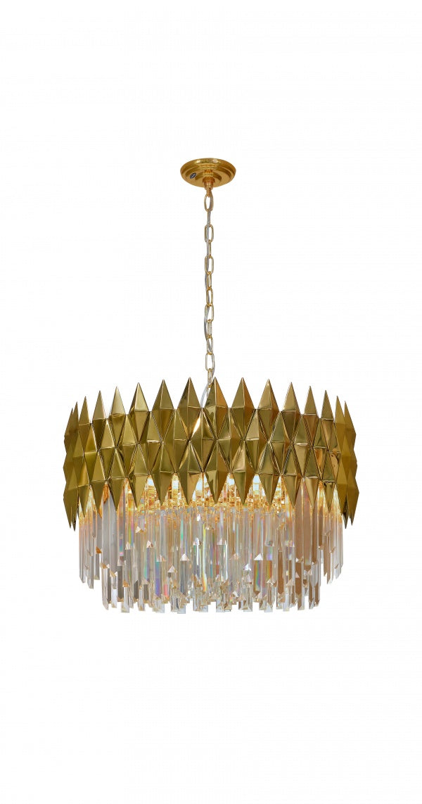 Luxury 1/2-Tier Round/Rectangular Gold Finish Crystal Chandelier for Living Room/Bedroom