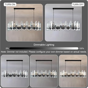 Luxury 54" Black Rectangular Crystal Chandelier with Adjustable Chain