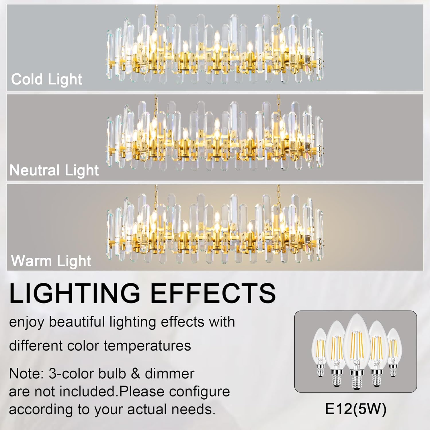 Luxury 54" Gold Crystal Chandelier – 24 Light Rectangular Fixture for Dining & Living Rooms