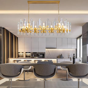 Luxury 54" Gold Crystal Chandelier – 24 Light Rectangular Fixture for Dining & Living Rooms