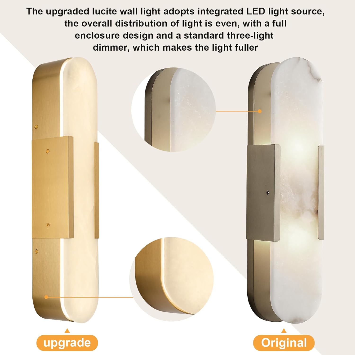 Luxury Alabaster Brass Wall Sconce Set of Two