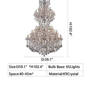 D59.1"*H102.4" chandelier,chandeliers,modern chandeliers,chandelier light,luxury,candle,living room chandeliers,foyer chandelier,large chandelier,modern,villa,hotel