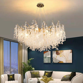 Luxury Branches Crystal Frosted Glass Chandelier Set for Living /Dining Room