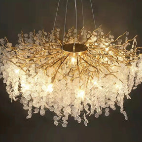 Luxury Branches Crystal Frosted Glass Chandelier Set for Living /Dining Room