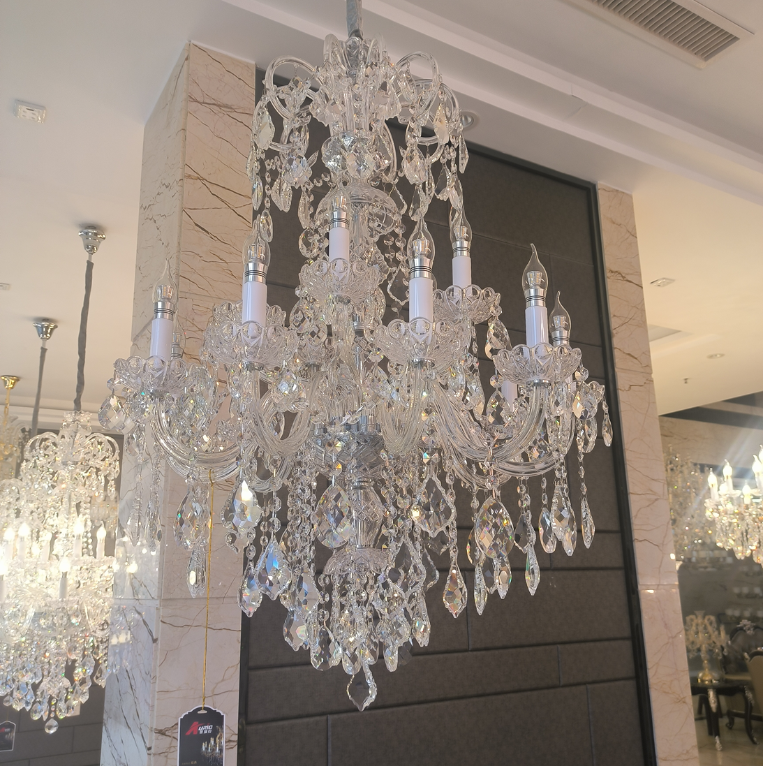 Luxury Classic Clear Crystal Chandelier for Foyer/Staircase/Entryway/Hallway