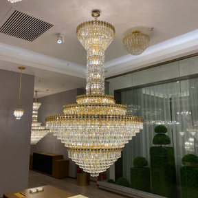 Luxury Extra Large Conical Funnel Crystal Chandelier with Sapphire for High-celling