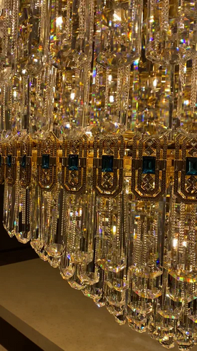 Luxury Extra Large Conical Funnel Crystal Chandelier with Sapphire for High-celling