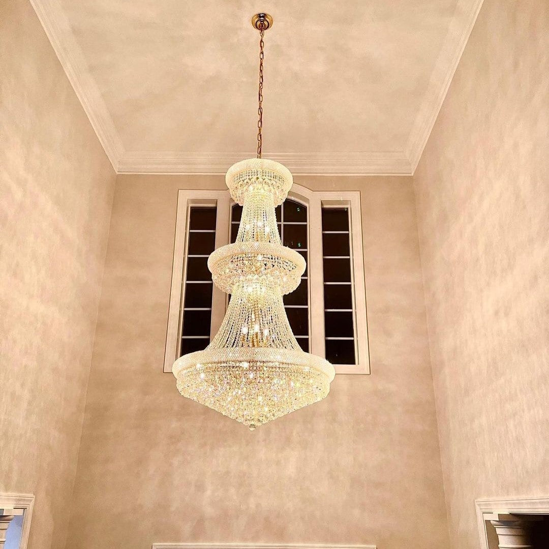 Luxury French Empire Chandelier for Villa Hall Ceiling Three-layers Crystal Light for Hotel Lobby