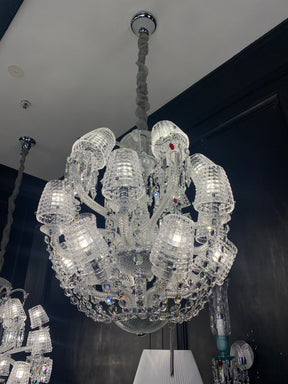 Luxury Globe Crystal Chandelier With Fabric/Crystal Glass Lampshades