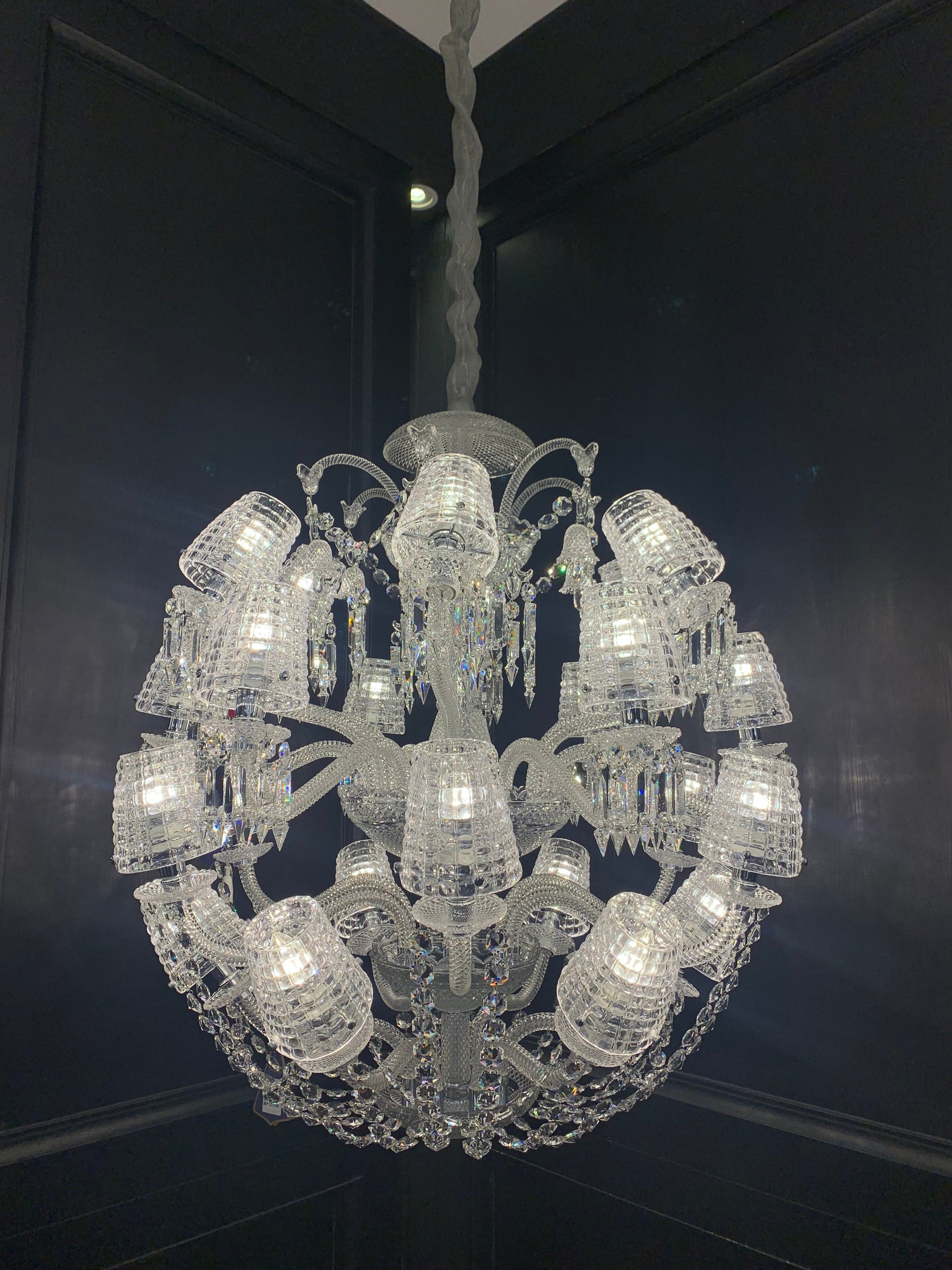 Luxury Globe Crystal Chandelier With Fabric/Crystal Glass Lampshades