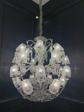 Luxury Globe Crystal Chandelier With Fabric/Crystal Glass Lampshades