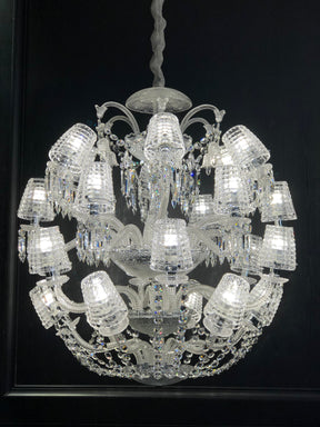 Luxury Globe Crystal Chandelier With Fabric/Crystal Glass Lampshades