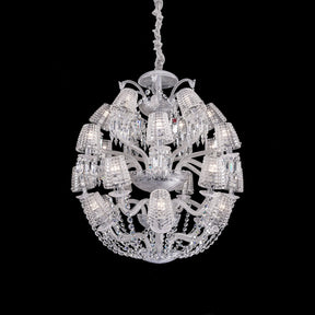 Luxury Globe Crystal Chandelier With Fabric/Crystal Glass Lampshades