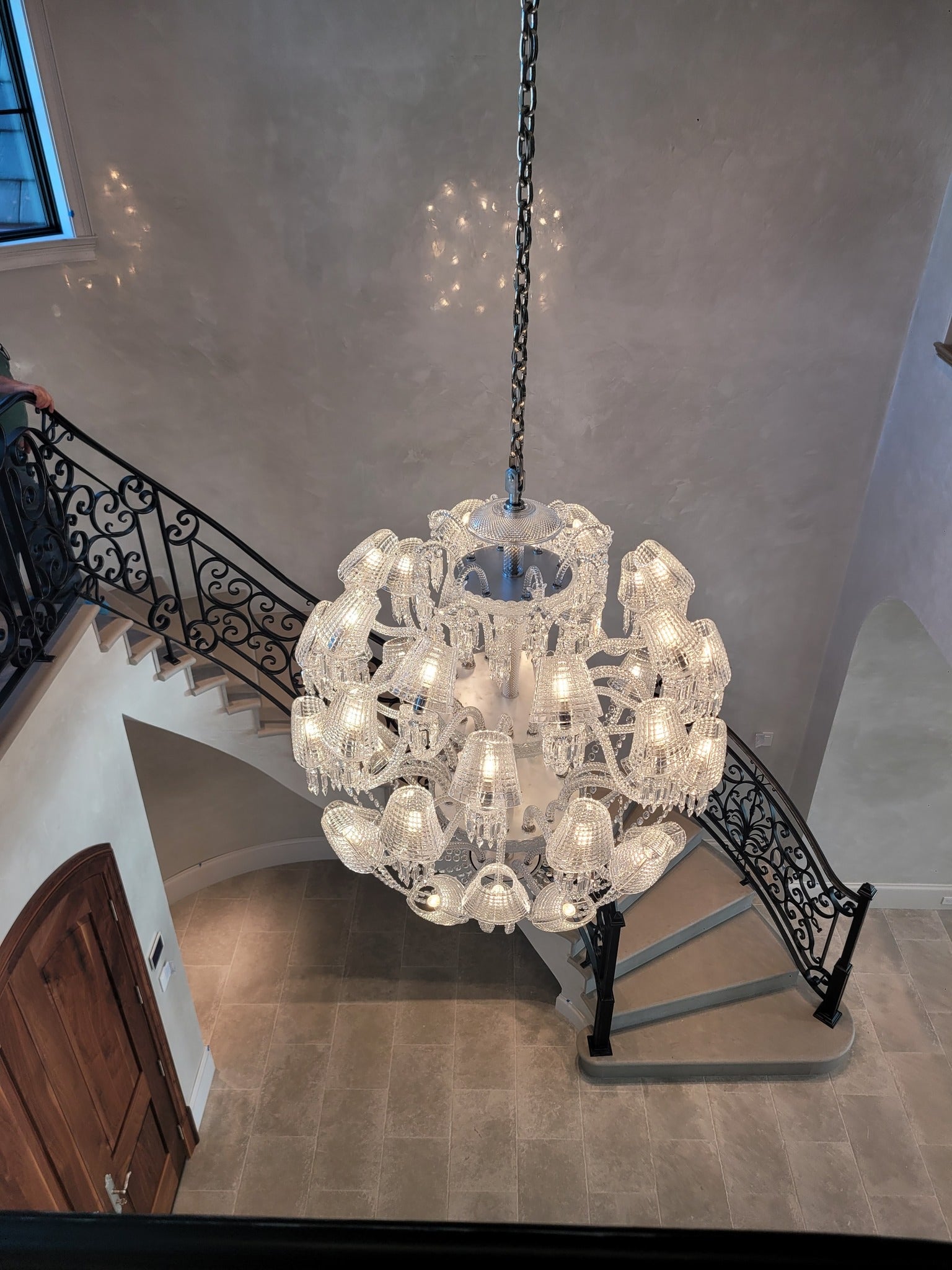 Luxury Globe Crystal Chandelier With Fabric/Crystal Glass Lampshades