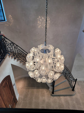 Luxury Globe Crystal Chandelier With Fabric/Crystal Glass Lampshades